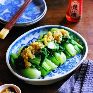 レンチン青梗菜のさっぱりピリ辛香味だれ